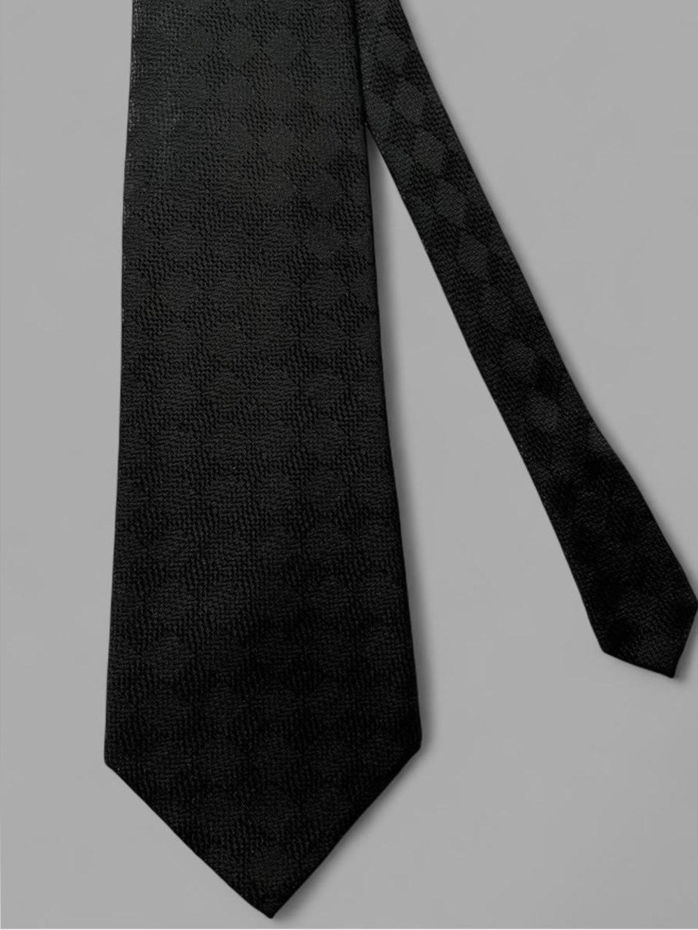 Vintage 90’s Salvatore Pelligrino Black Textured Checkerboard Handmade Silk Tie